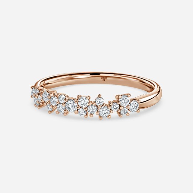 Floral Shared Claw Wedding Ring In Rose Gold