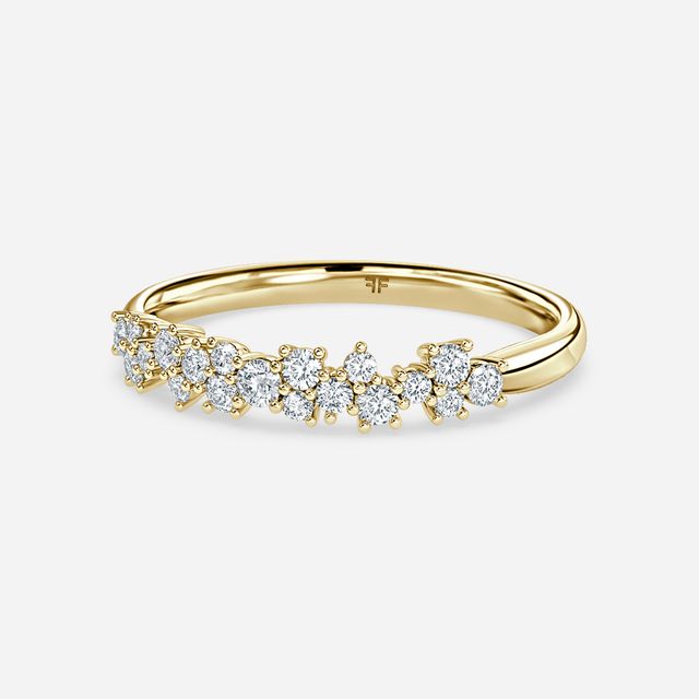 Floral Shared Claw Wedding Ring In Yellow Gold