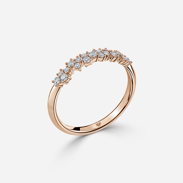 Floral Shared Claw Wedding Ring In Rose Gold