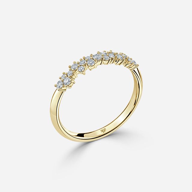 Floral Shared Claw Wedding Ring In Yellow Gold