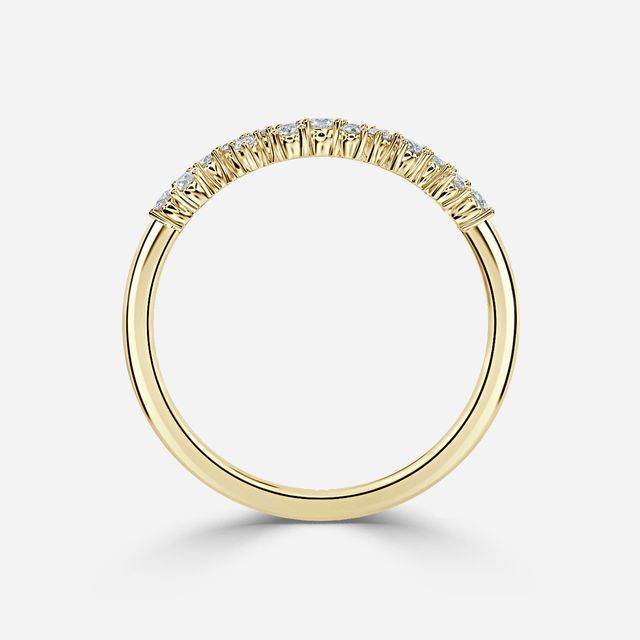 Floral Shared Claw Wedding Ring In Yellow Gold