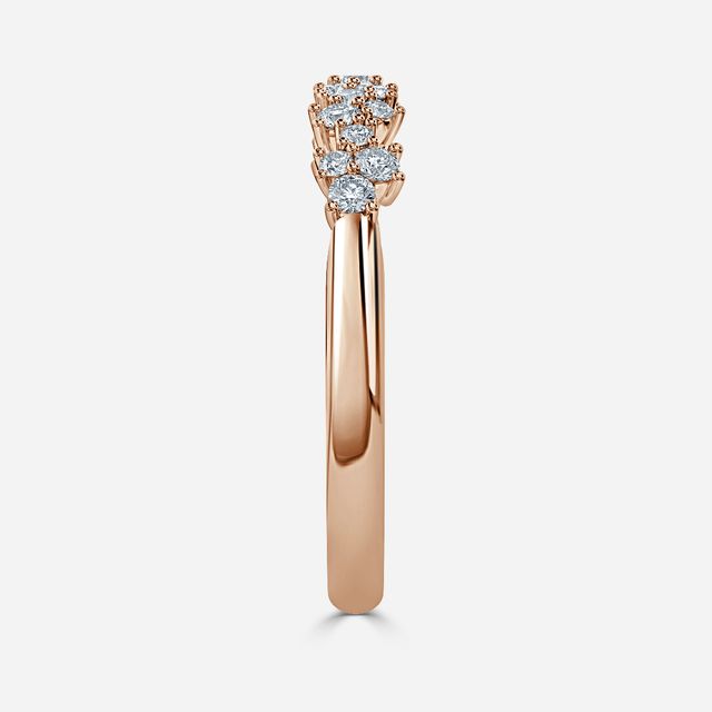Floral Shared Claw Wedding Ring In Rose Gold