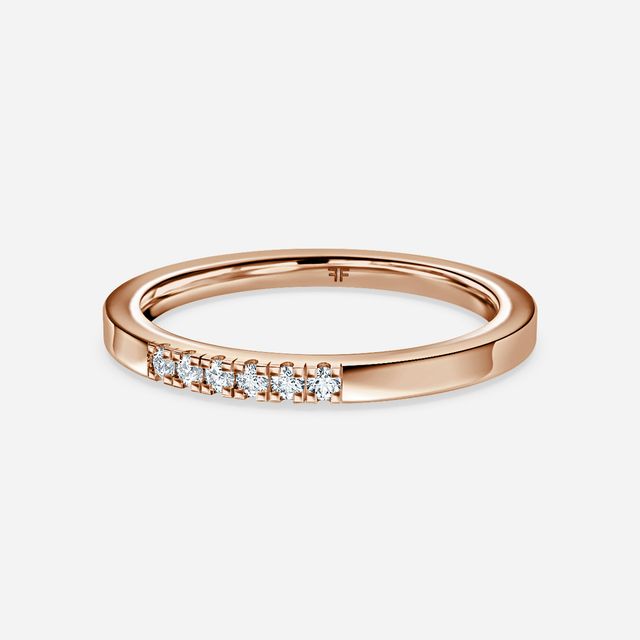 Pave Diamond Wedding Ring In Rose Gold