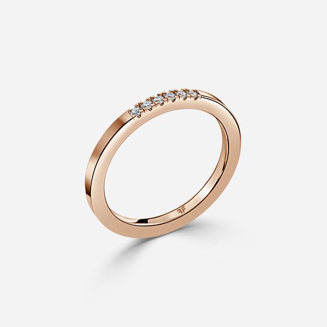 Pave Diamond Wedding Ring In Rose Gold