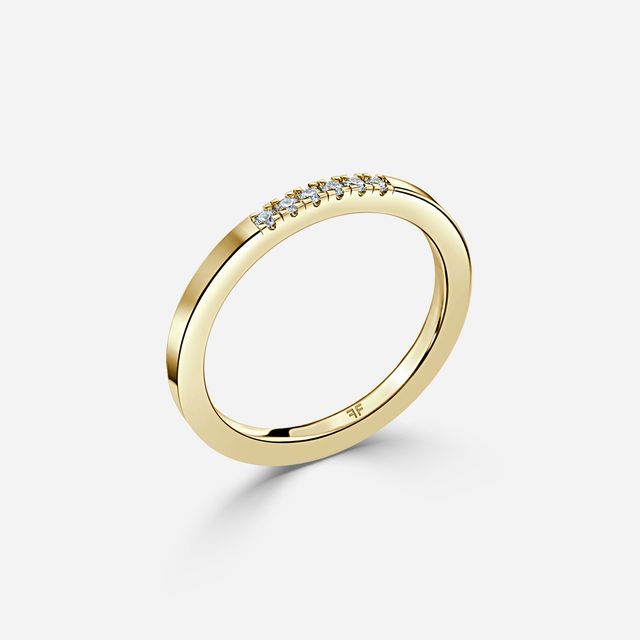 Pave Diamond Wedding Ring In Yellow Gold