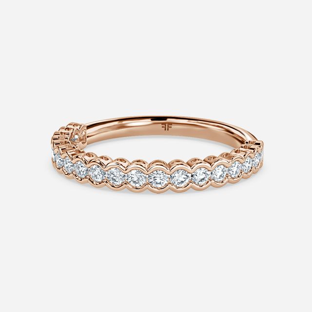 Semi Rubover Diamond Wedding Ring In Rose Gold