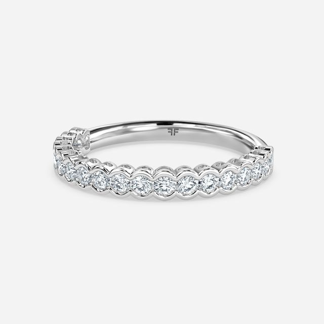Semi Rubover Diamond Wedding Ring In White Gold