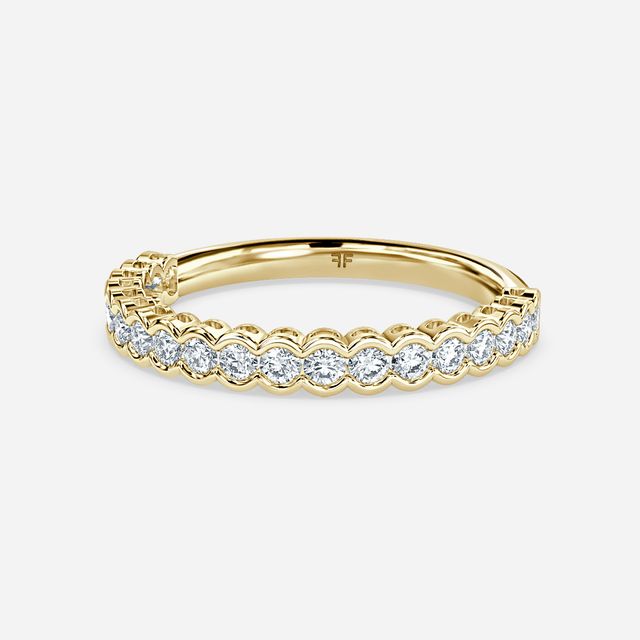 Semi Rubover Diamond Wedding Ring In Yellow Gold