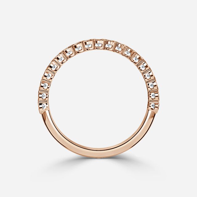 Semi Rubover Diamond Wedding Ring In Rose Gold