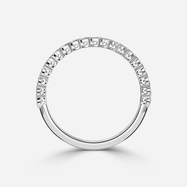 Semi Rubover Diamond Wedding Ring In White Gold
