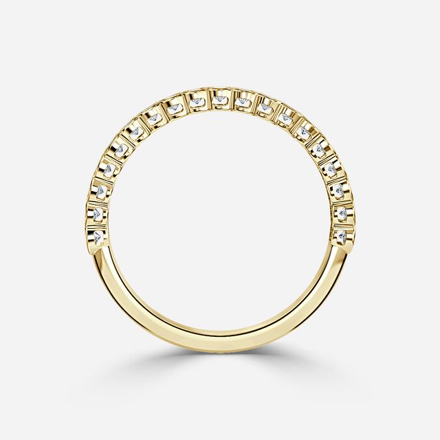 Semi Rubover Diamond Wedding Ring In Yellow Gold
