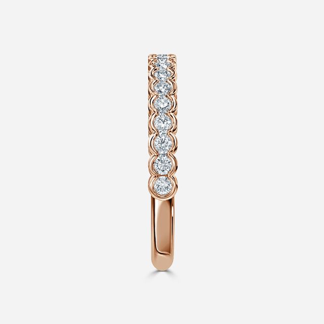 Semi Rubover Diamond Wedding Ring In Rose Gold