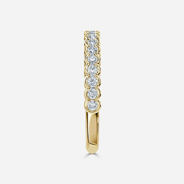 Semi Rubover Diamond Wedding Ring In Yellow Gold