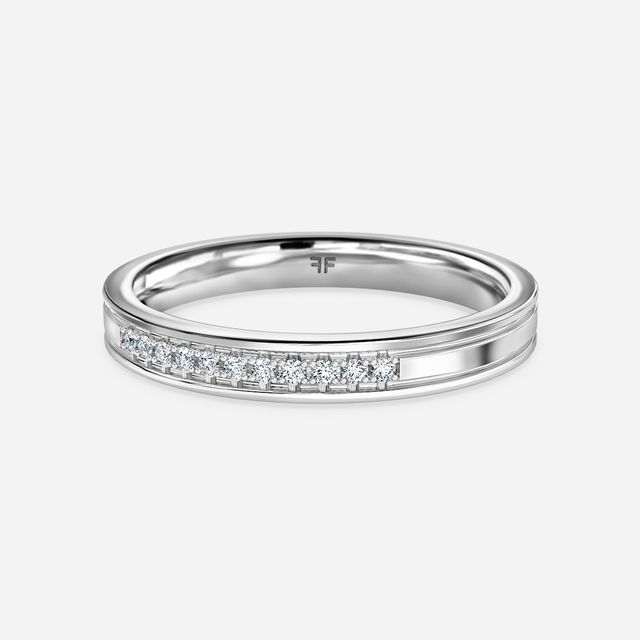 Channel And Grain Set Wedding Ring In White Gold