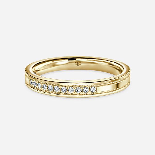 Channel And Grain Set Wedding Ring In Yellow Gold