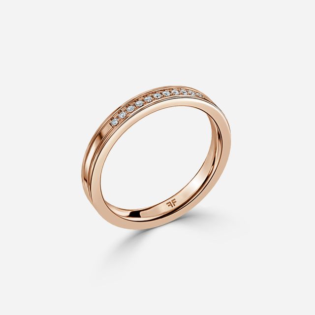 Channel And Grain Set Wedding Ring In Rose Gold