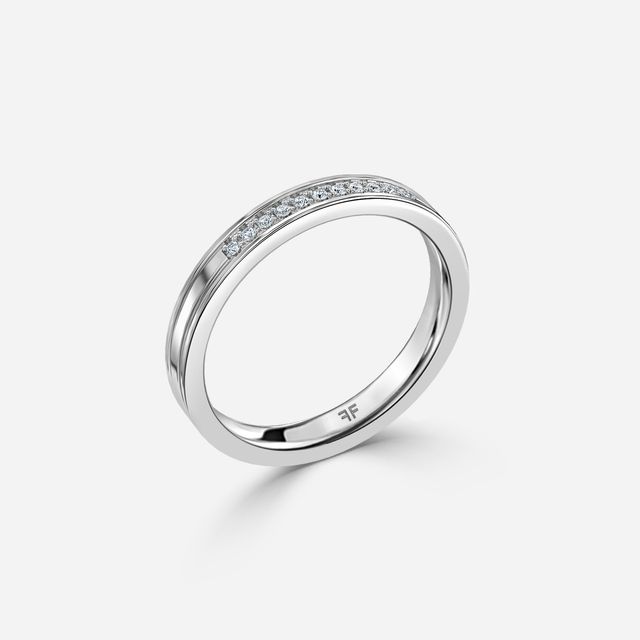 Channel And Grain Set Wedding Ring In White Gold
