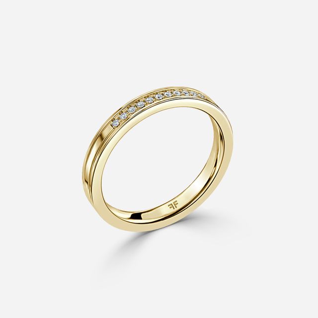 Channel And Grain Set Wedding Ring In Yellow Gold