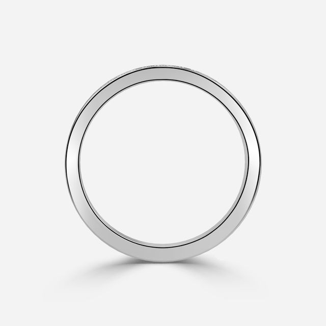 Channel And Grain Set Wedding Ring In White Gold