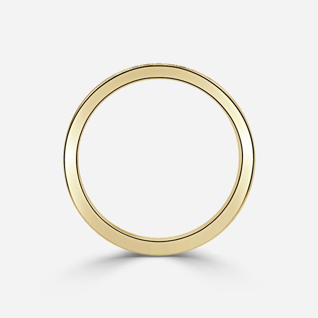 Channel And Grain Set Wedding Ring In Yellow Gold
