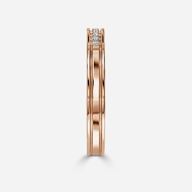 Channel And Grain Set Wedding Ring In Rose Gold