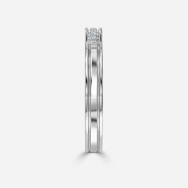 Channel And Grain Set Wedding Ring In White Gold