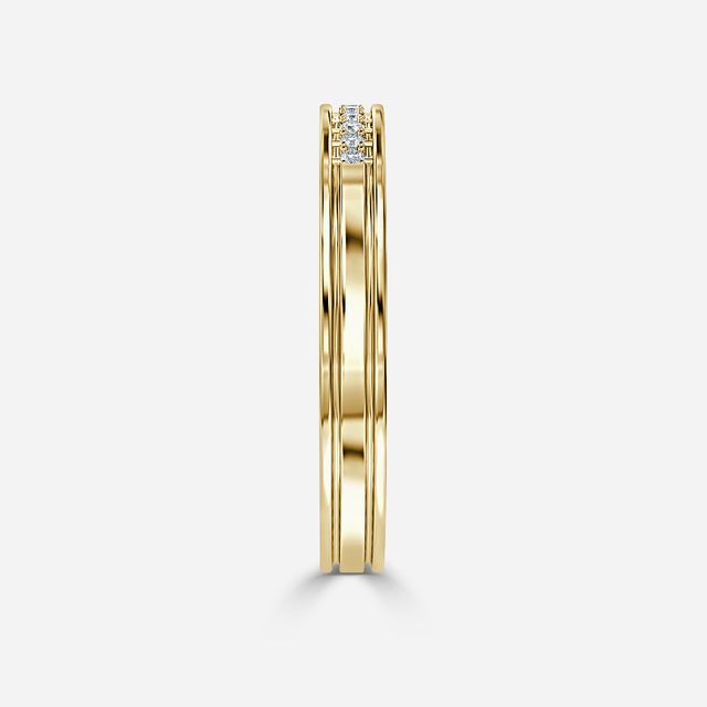Channel And Grain Set Wedding Ring In Yellow Gold