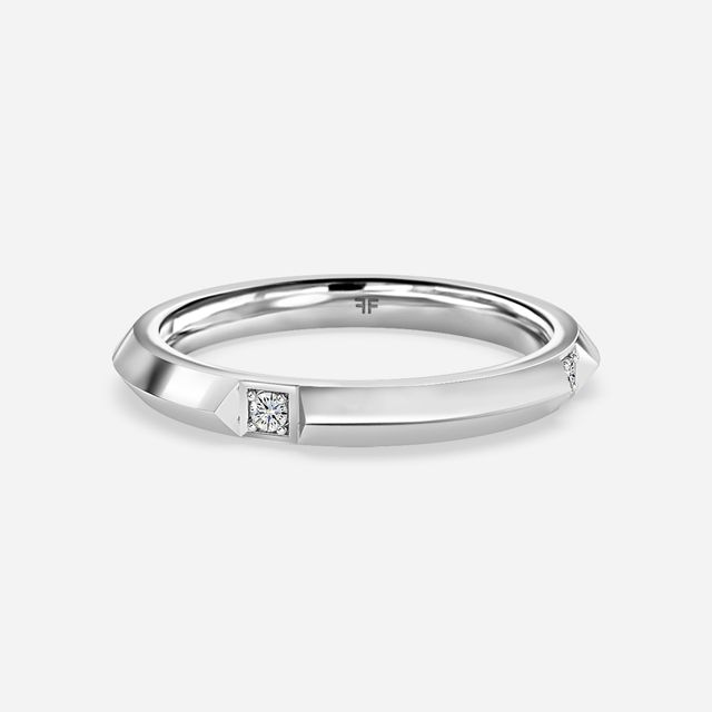Knife Edge Diamond Wedding Ring In White Gold