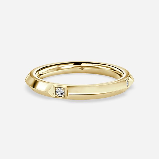 Knife Edge Diamond Wedding Ring In Yellow Gold