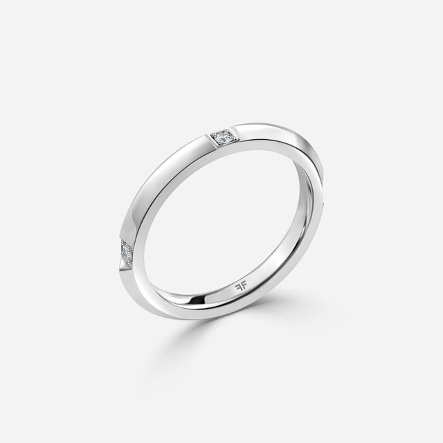 Knife Edge Diamond Wedding Ring In White Gold