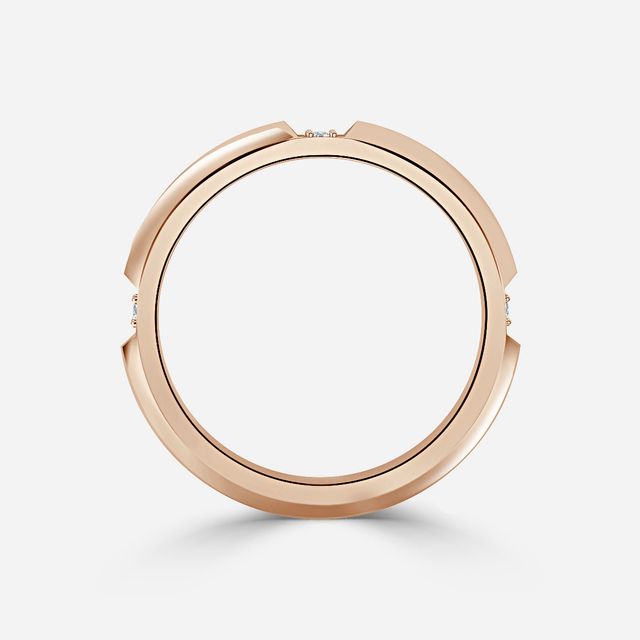 Knife Edge Diamond Wedding Ring In Rose Gold