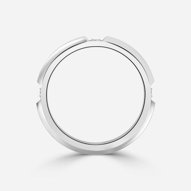 Knife Edge Diamond Wedding Ring In White Gold