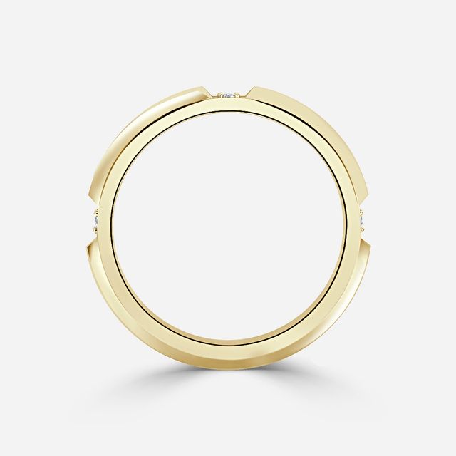 Knife Edge Diamond Wedding Ring In Yellow Gold