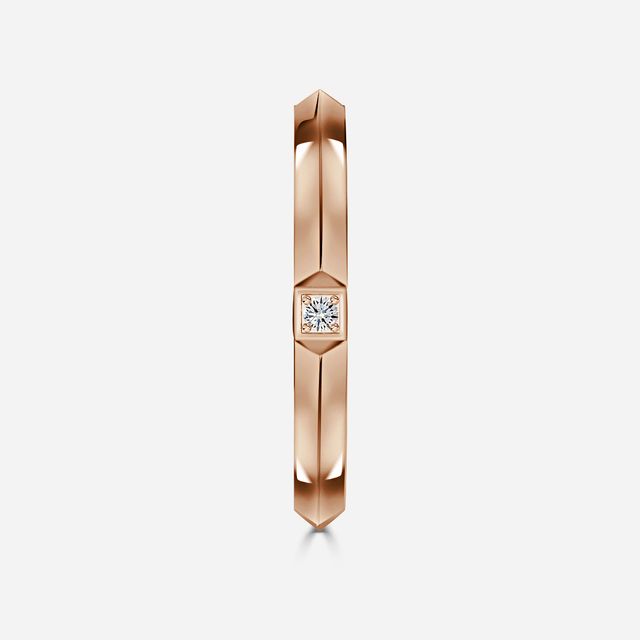 Knife Edge Diamond Wedding Ring In Rose Gold