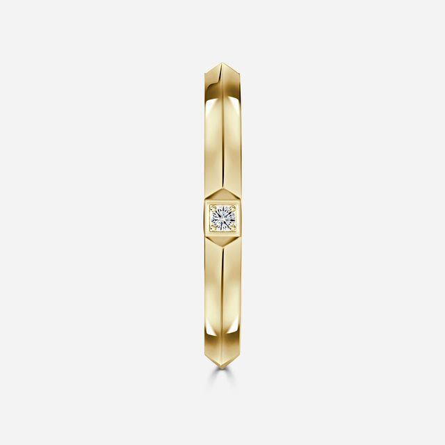 Knife Edge Diamond Wedding Ring In Yellow Gold