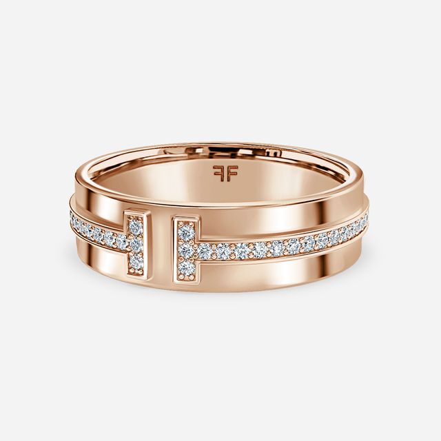 Rose Gold Narrow Diamond Wedding Ring