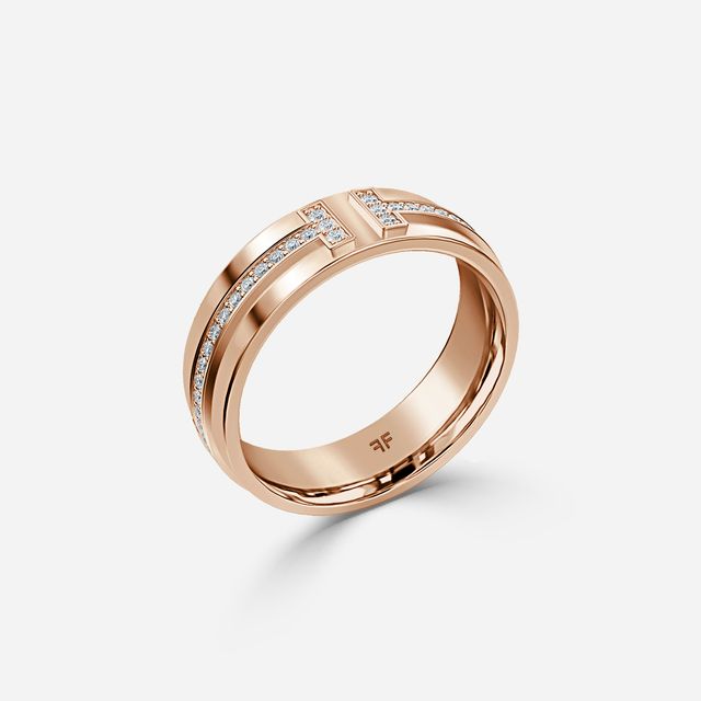 Rose Gold Narrow Diamond Wedding Ring