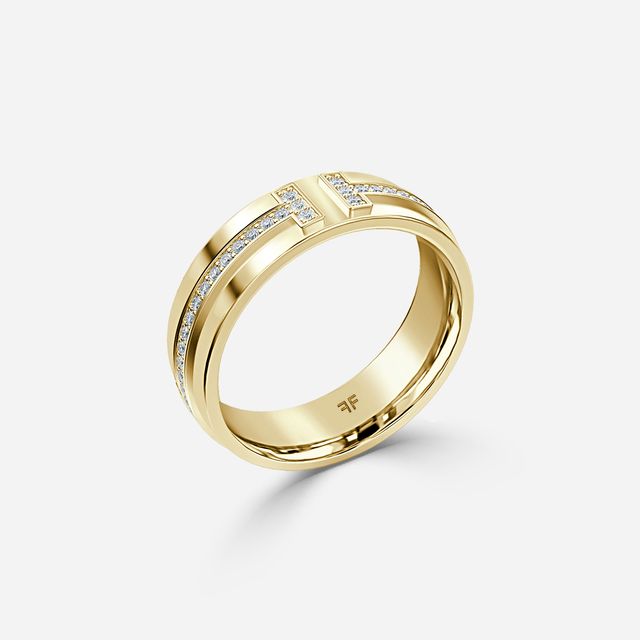 Yellow Gold Narrow Diamond Wedding Ring