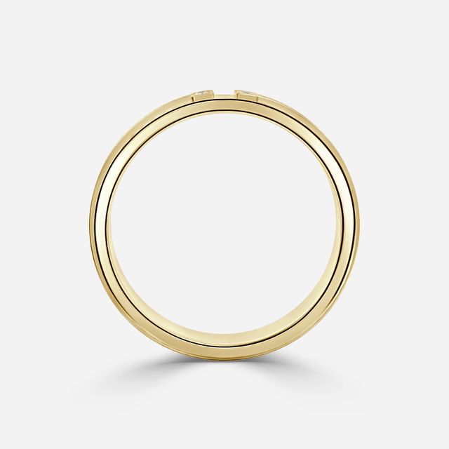 Yellow Gold Narrow Diamond Wedding Ring