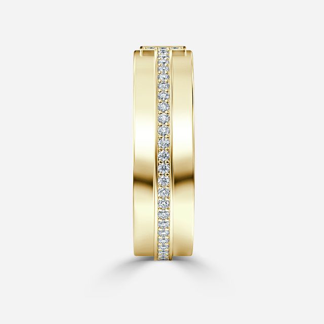 Yellow Gold Narrow Diamond Wedding Ring