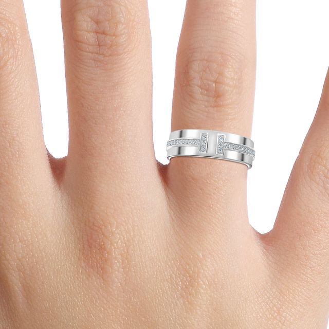 Platinum Narrow Diamond Wedding Ring