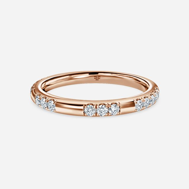 Rose Gold Round Diamond Pave Wedding Ring