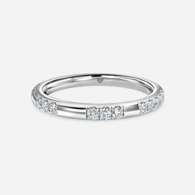 White Gold Round Diamond Pave Wedding Ring