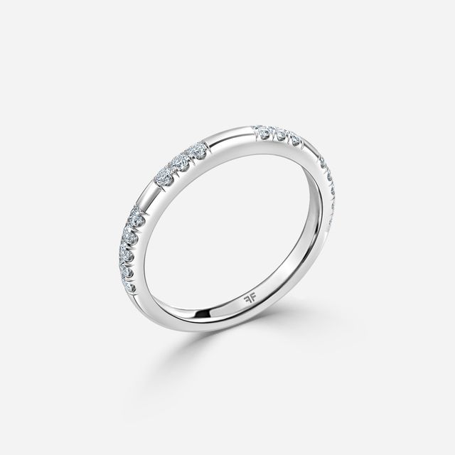 White Gold Round Diamond Pave Wedding Ring