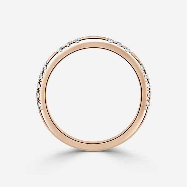 Rose Gold Round Diamond Pave Wedding Ring