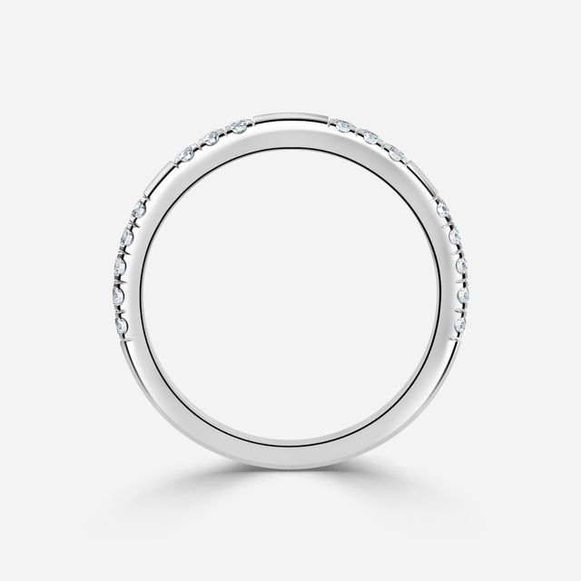 White Gold Round Diamond Pave Wedding Ring