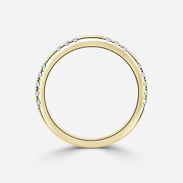Yellow Gold Round Diamond Pave Wedding Ring