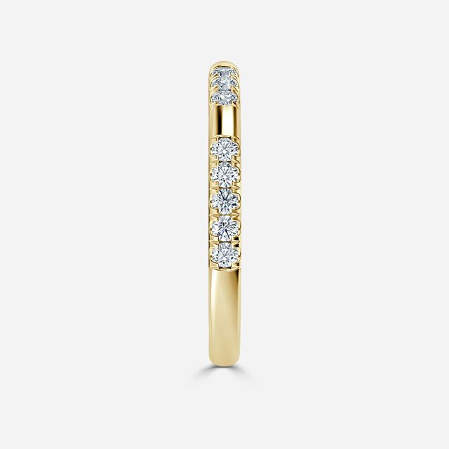 Yellow Gold Round Diamond Pave Wedding Ring