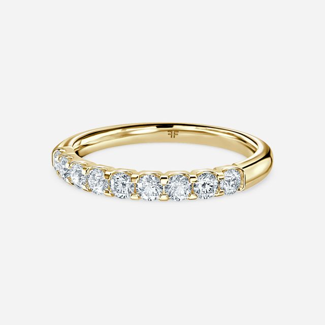 Shared Prong Set Yellow Gold Wedding Ring