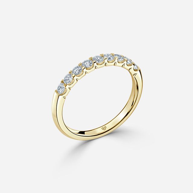 Shared Prong Set Yellow Gold Wedding Ring